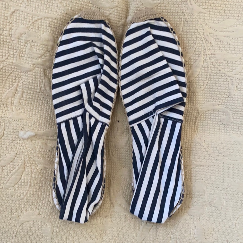 Navy and White Striped Espadrilles - Size 10.5